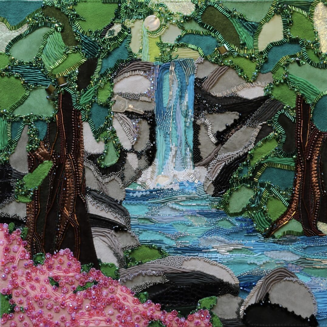 A Waterfall Themed Beaded Embroidery